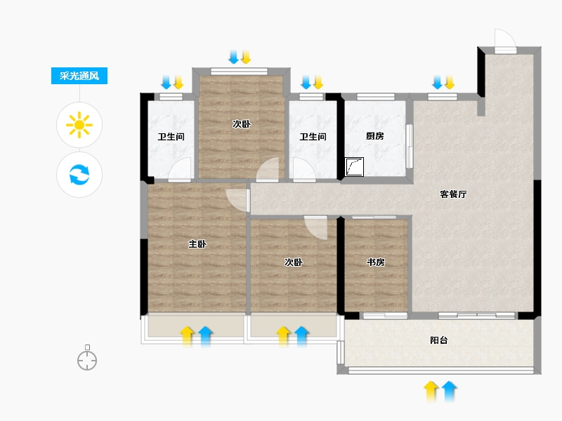 江苏省-常州市-铂樾云庭-104.00-户型库-采光通风