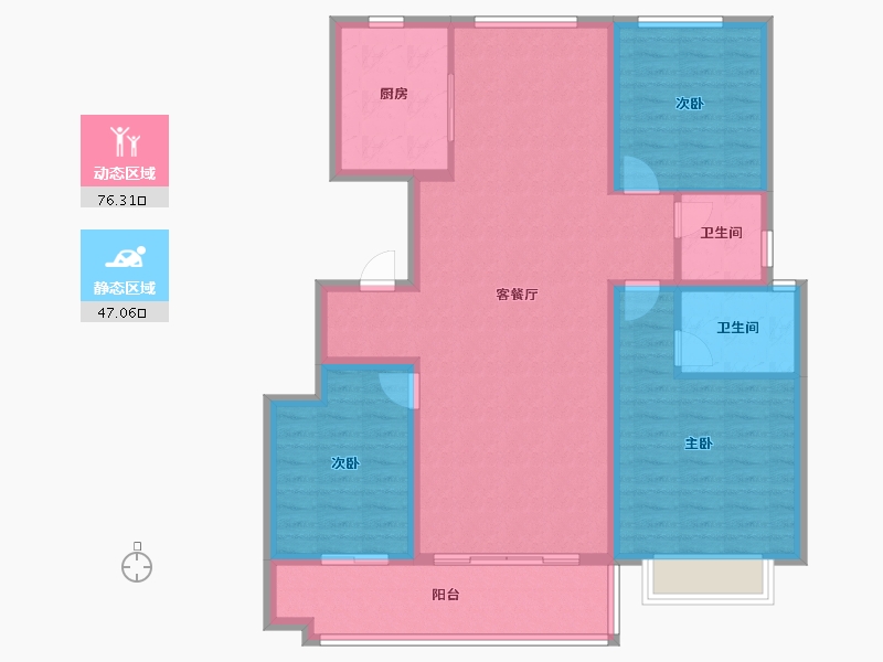 山东省-聊城市-润诚·学府里-111.52-户型库-动静分区