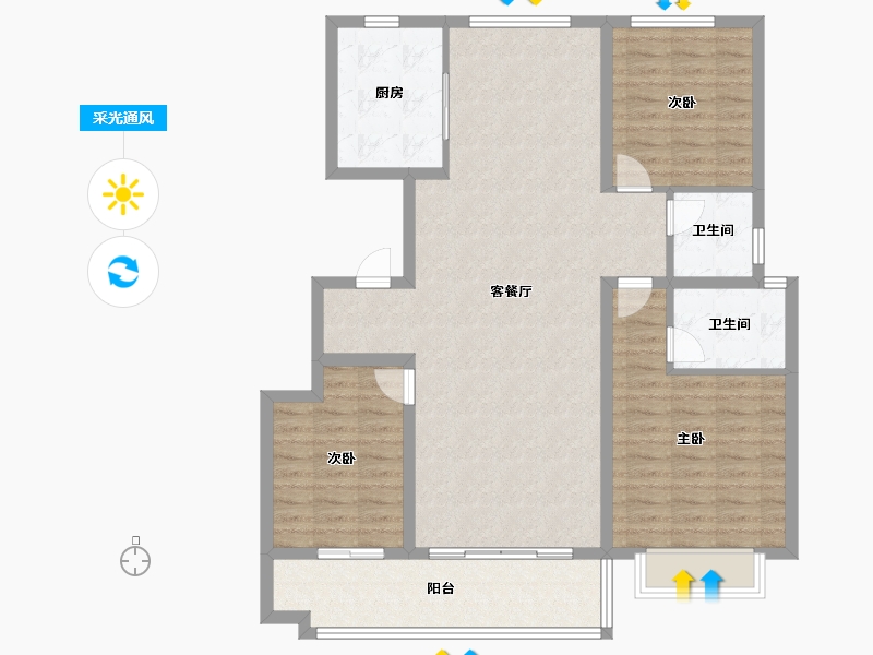 山东省-聊城市-润诚·学府里-111.52-户型库-采光通风