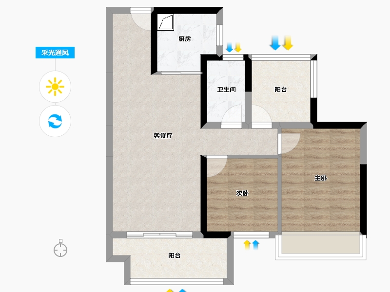 广东省-韶关市-碧桂园太阳城-67.00-户型库-采光通风