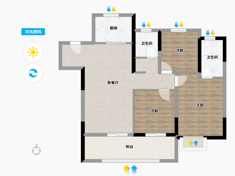 安徽省-合肥市-兴港和昌湖畔云栖-87.17-户型库-采光通风