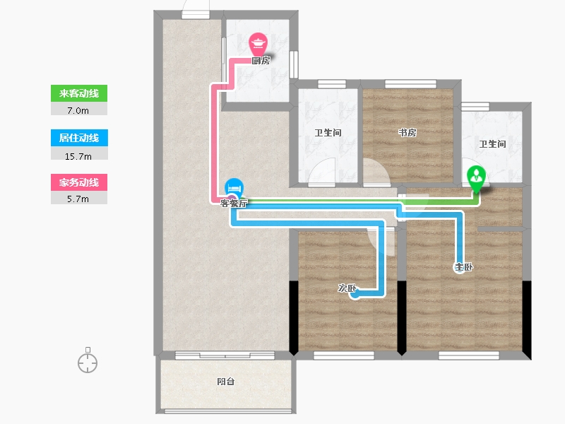 浙江省-绍兴市-华都杭宸府-85.82-户型库-动静线