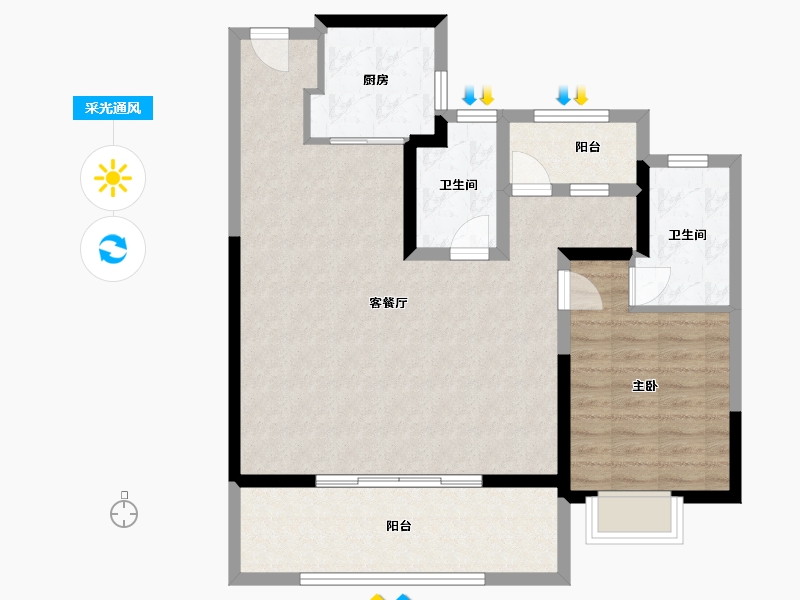 安徽省-合肥市-润城中心-86.42-户型库-采光通风