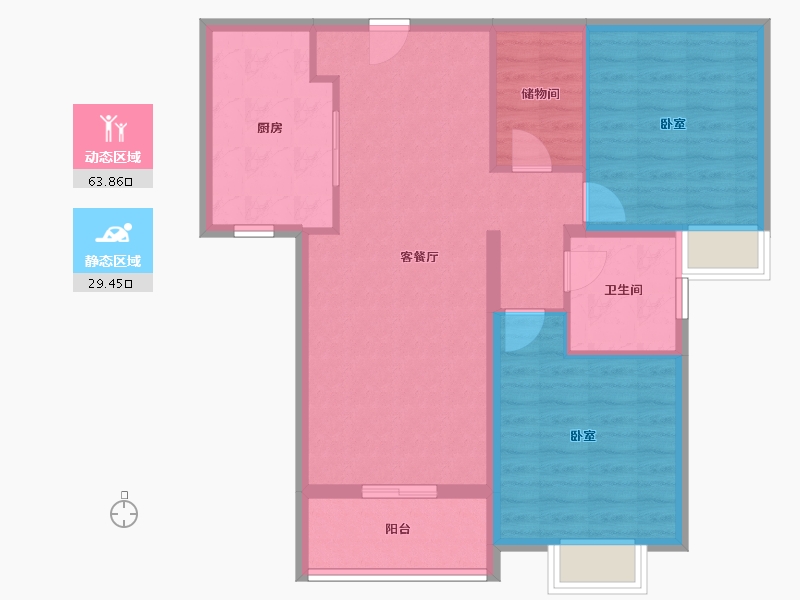 上海-上海市-瑞虹新城·瑧庭-84.13-户型库-动静分区