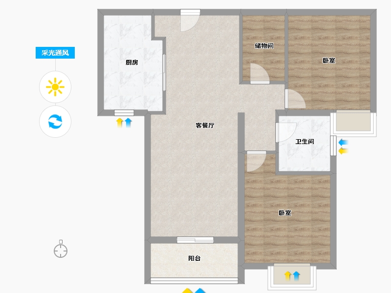 上海-上海市-瑞虹新城·瑧庭-84.13-户型库-采光通风