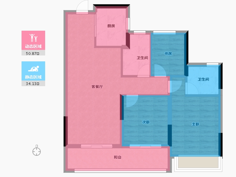 浙江省-绍兴市-元垄紫辰府-76.00-户型库-动静分区