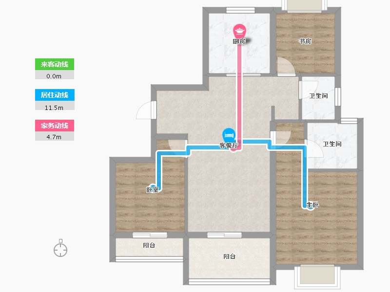 上海-上海市-招商虹玺-84.81-户型库-动静线