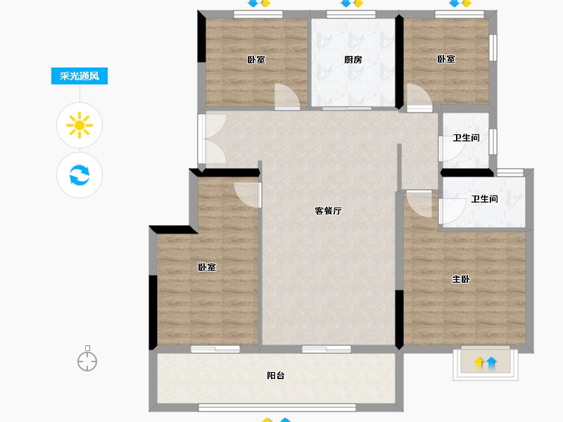 安徽省-合肥市-兴港和昌湖畔云栖-103.94-户型库-采光通风