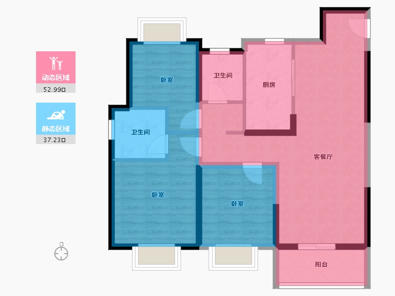 上海-上海市-御桥博翠-80.00-户型库-动静分区