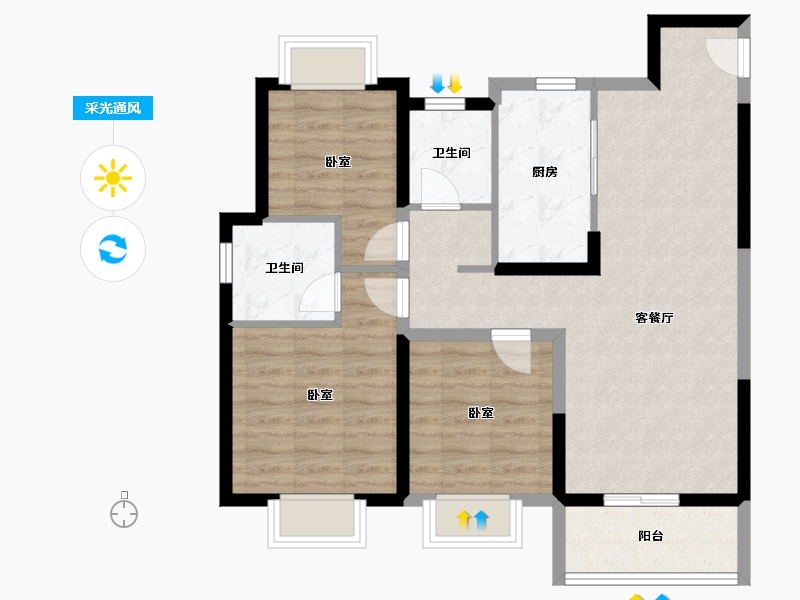 上海-上海市-御桥博翠-80.00-户型库-采光通风