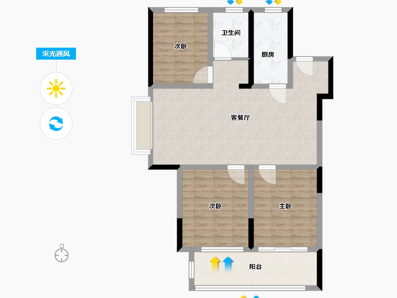 安徽省-淮北市-淮海翰府-94.40-户型库-采光通风