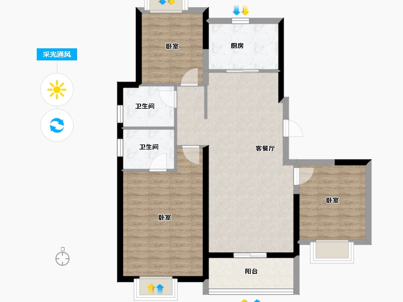 上海-上海市-御桥博翠-92.00-户型库-采光通风