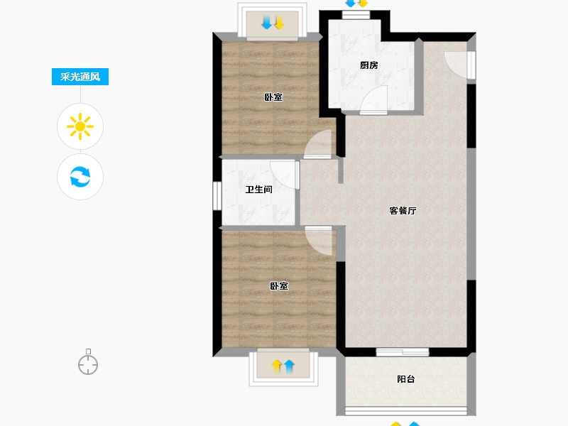 上海-上海市-御桥博翠-64.00-户型库-采光通风