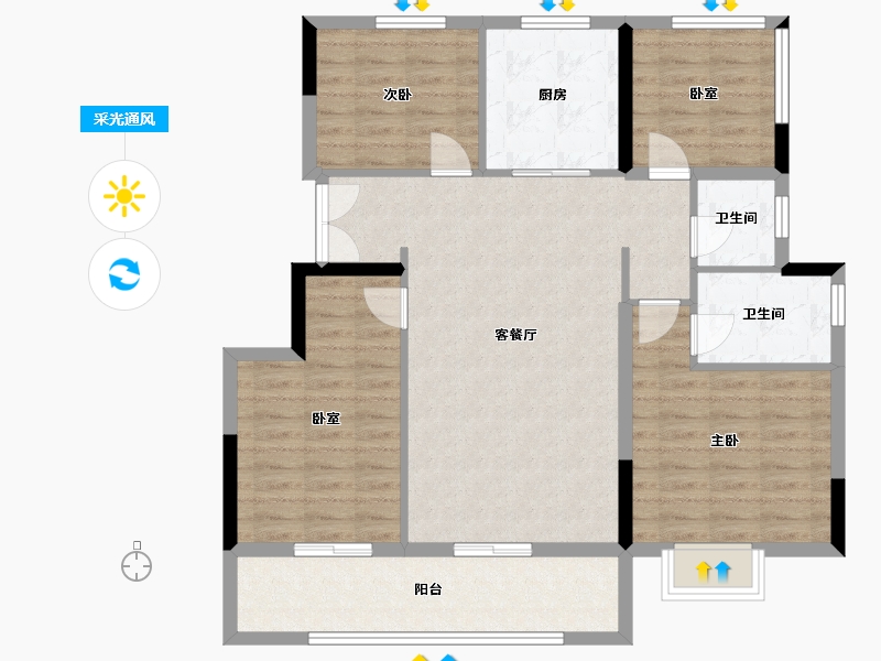 安徽省-合肥市-兴港和昌湖畔云栖-103.94-户型库-采光通风