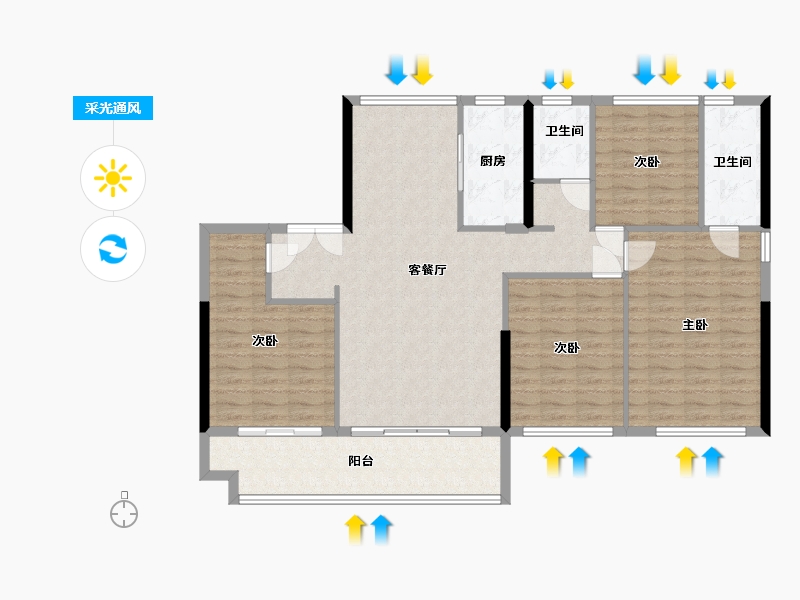 福建省-福州市-龙江玖锦-130.00-户型库-采光通风