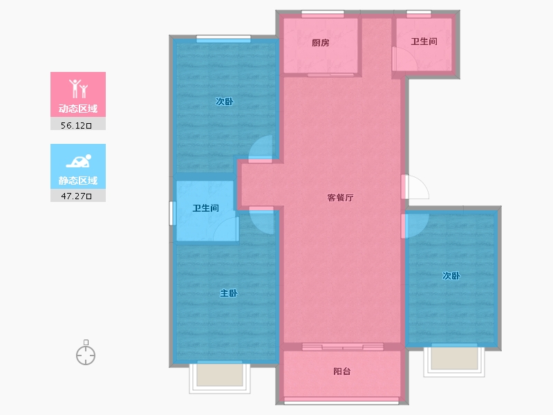 山东省-聊城市-昌利·幸福里-92.69-户型库-动静分区