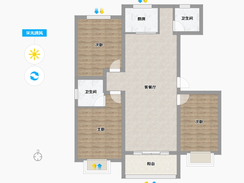 山东省-聊城市-昌利·幸福里-92.69-户型库-采光通风