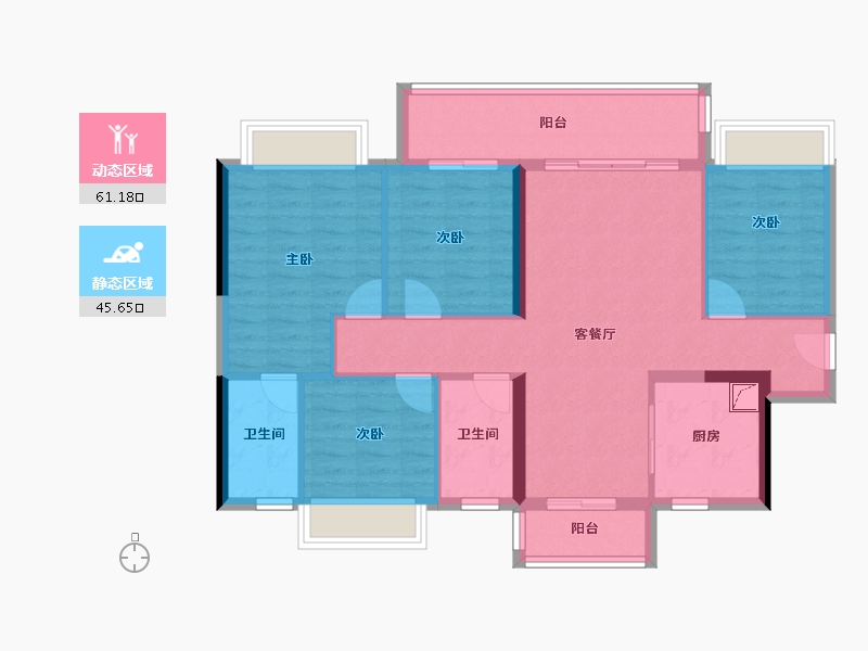 广东省-肇庆市-海伦堡·和悦珑庭-95.69-户型库-动静分区