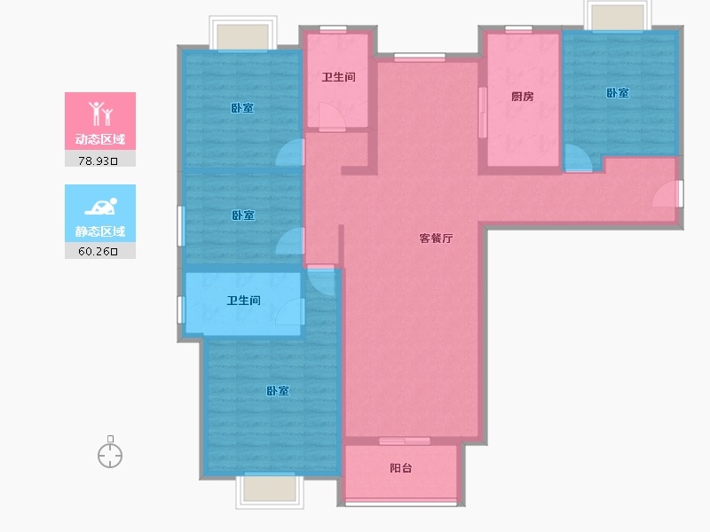 上海-上海市-瑞虹新城·瑧庭-125.18-户型库-动静分区