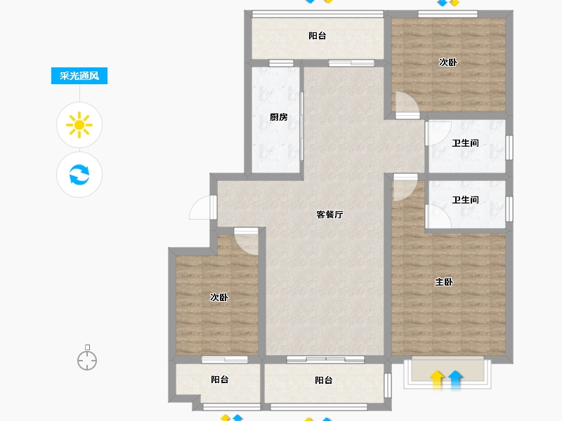 山东省-聊城市-润诚·学府里-110.60-户型库-采光通风