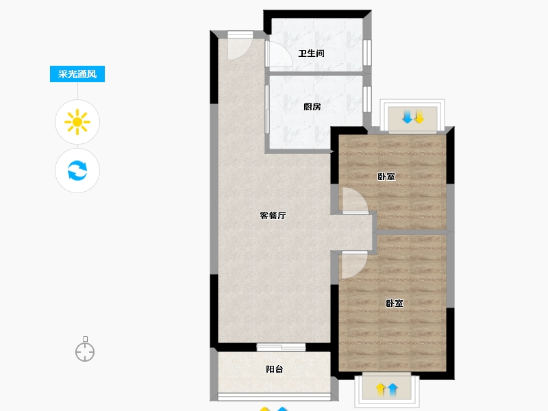 上海-上海市-御桥博翠-64.00-户型库-采光通风