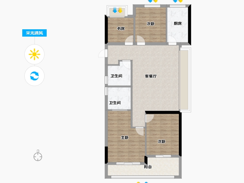 浙江省-绍兴市-元垄紫辰府-92.00-户型库-采光通风