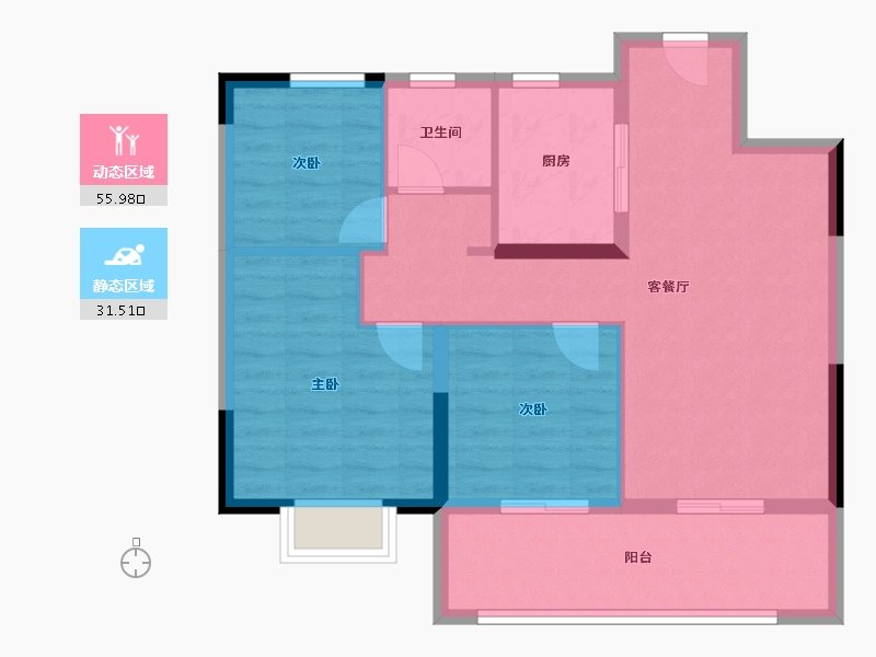 安徽省-合肥市-兴港和昌湖畔云栖-78.66-户型库-动静分区