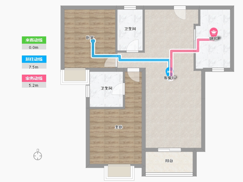 上海-上海市-瑞虹新城·瑧庭-84.13-户型库-动静线