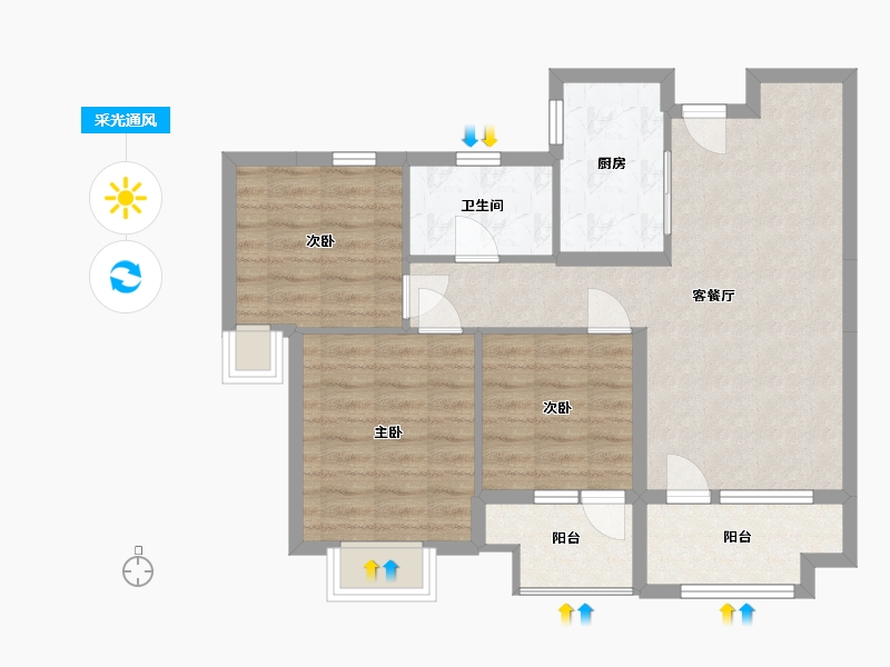 湖北省-襄阳市-东津世纪城-90.00-户型库-采光通风