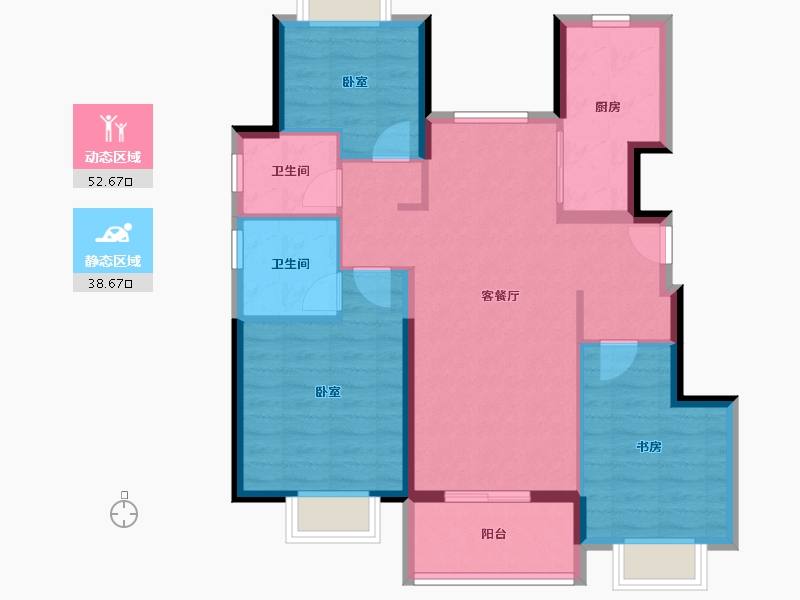 上海-上海市-华发四季半岛-81.60-户型库-动静分区