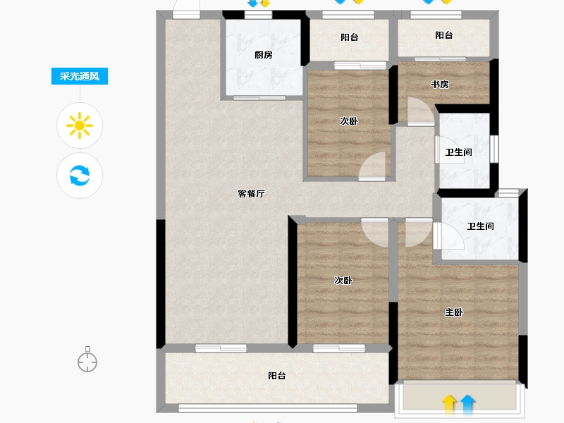 浙江省-温州市-翰林九境-96.00-户型库-采光通风