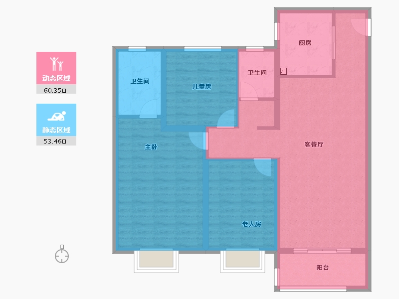 陕西省-西安市-国宸府-102.40-户型库-动静分区