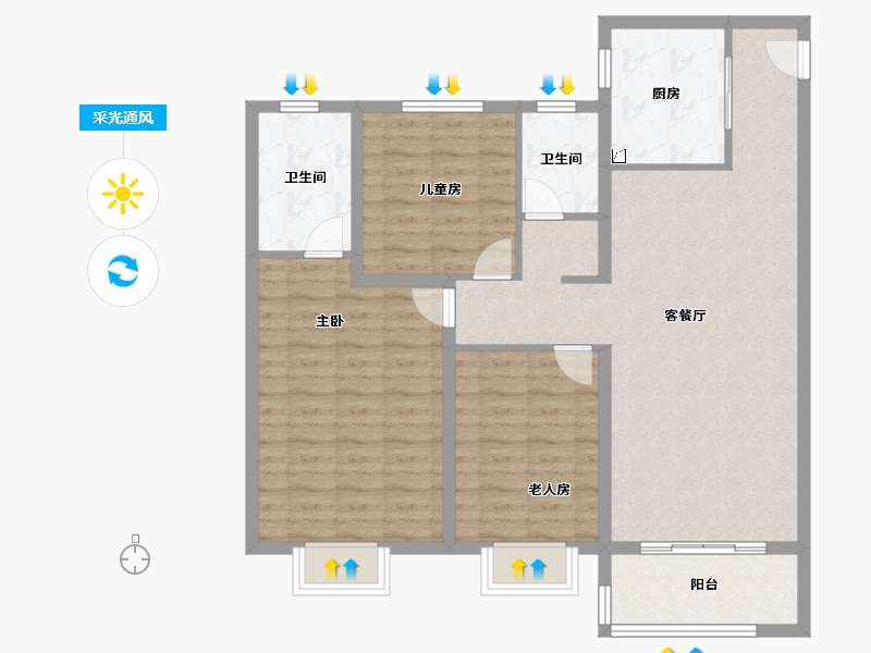 陕西省-西安市-国宸府-102.40-户型库-采光通风