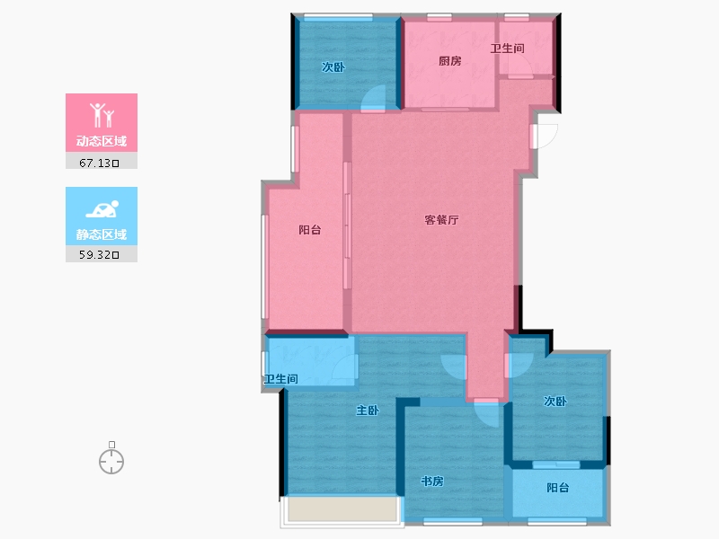 浙江省-温州市-翰林九境-113.60-户型库-动静分区