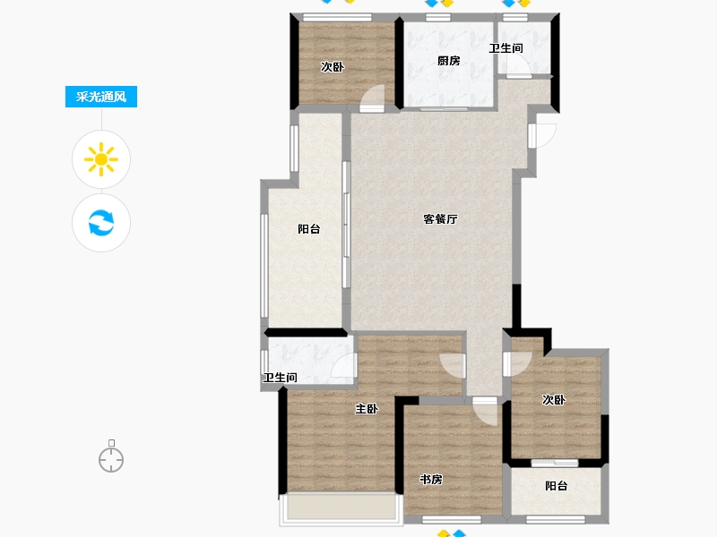 浙江省-温州市-翰林九境-113.60-户型库-采光通风