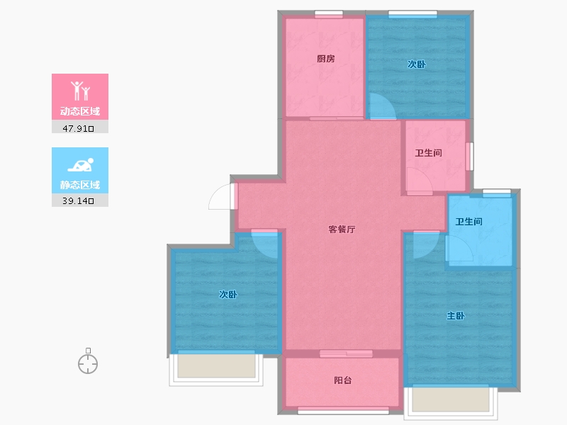 上海-上海市-大名城映园Ⅱ期-78.37-户型库-动静分区