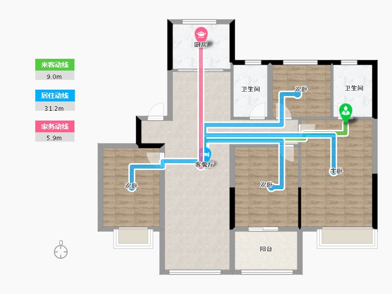 浙江省-宁波市-堇麟上府·云汀-111.20-户型库-动静线