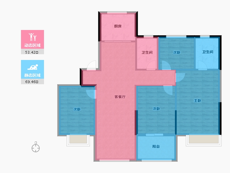 浙江省-宁波市-堇麟上府·云汀-111.20-户型库-动静分区