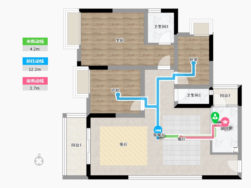 重庆-重庆市-时代广场-85.05-户型库-动静线