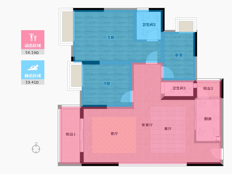 重庆-重庆市-时代广场-85.05-户型库-动静分区