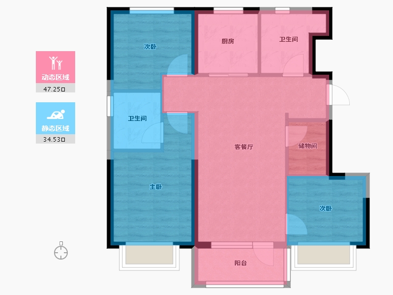 北京-北京市-公园和御-72.75-户型库-动静分区