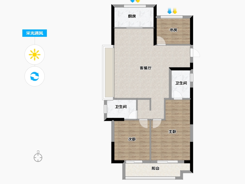 浙江省-温州市-新鸿传承府-96.01-户型库-采光通风