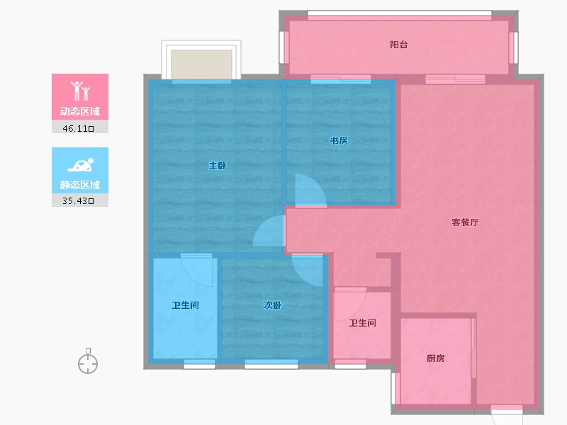 浙江省-宁波市-金山名苑-82.00-户型库-动静分区