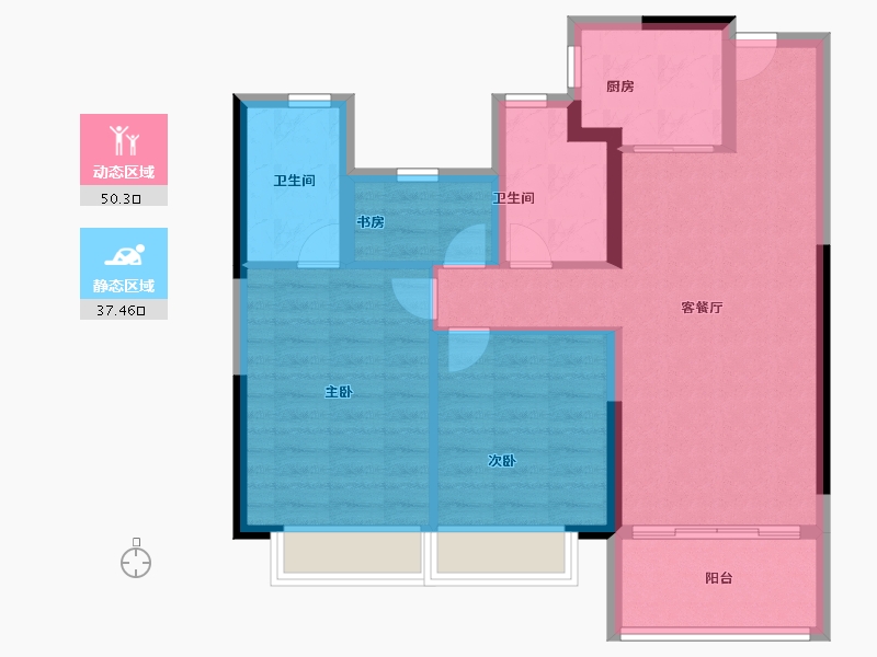 浙江省-温州市-新鸿传承府-78.40-户型库-动静分区