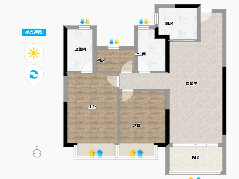 浙江省-温州市-新鸿传承府-78.40-户型库-采光通风