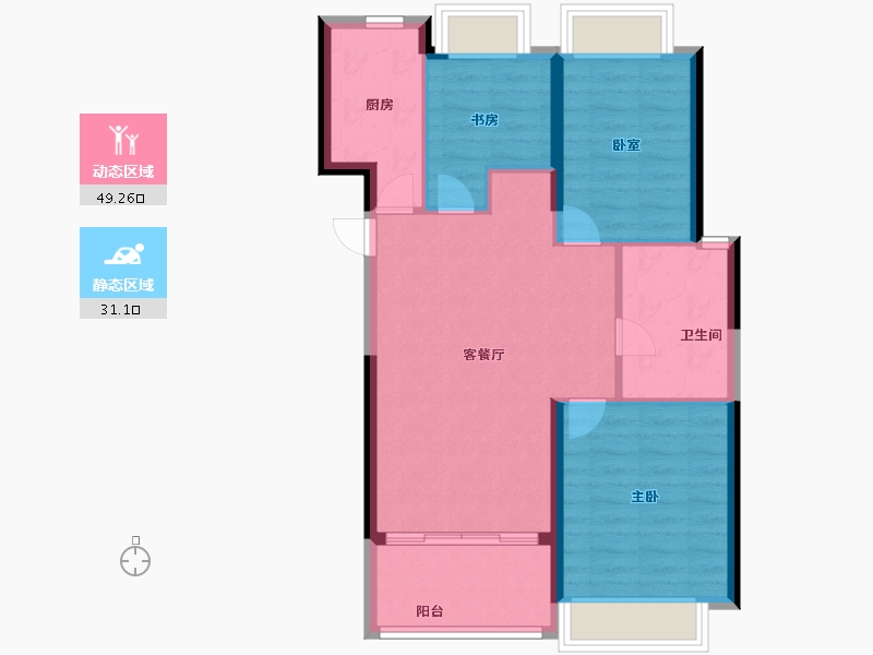 湖北省-武汉市-恺德熹园-72.47-户型库-动静分区