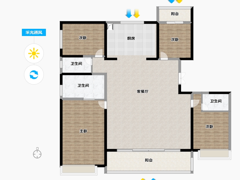 河南省-郑州市-华润郑东万象城·幸福里-216.00-户型库-采光通风