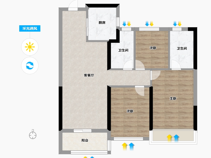 浙江省-温州市-建发大家文澜府邸-72.79-户型库-采光通风