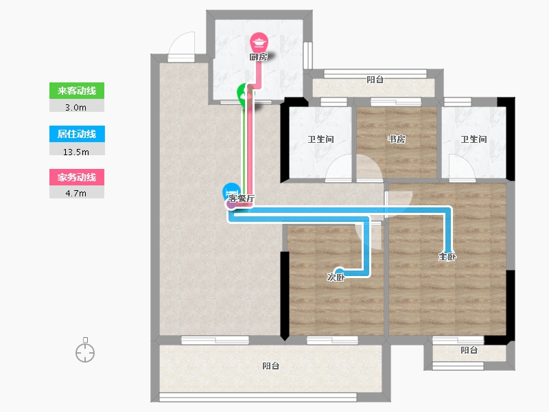 浙江省-温州市-白鹭公馆-78.40-户型库-动静线