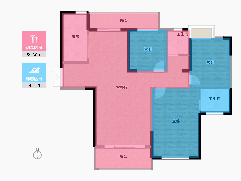 湖南省-长沙市-深业沙河城-103.00-户型库-动静分区